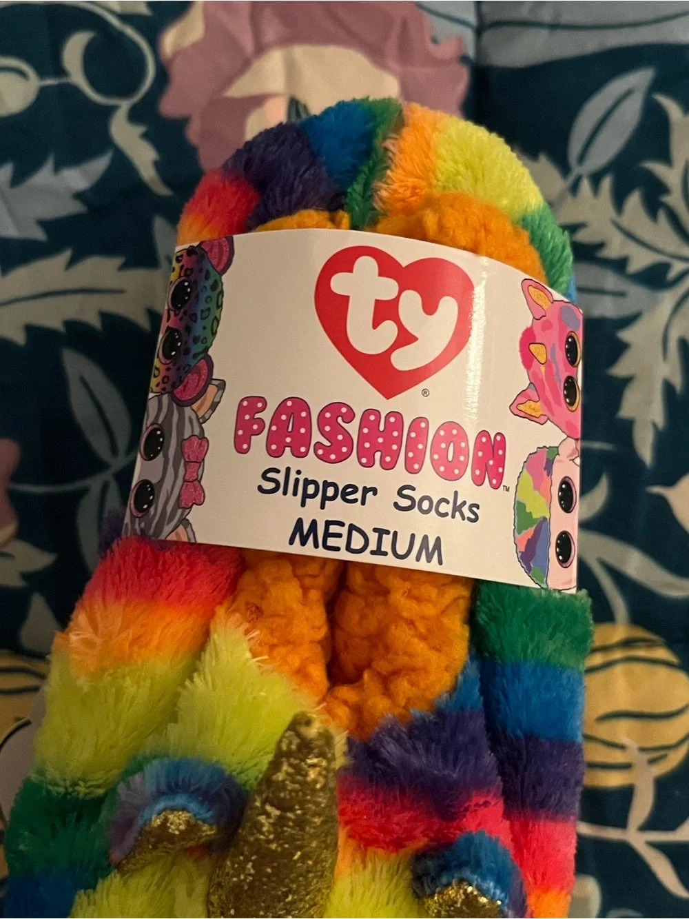 Ty Rainbow Unicorn Kids Slippers - Multicolor Size Medium 1-3 NWT
